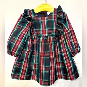 Girls Gap red black and green plaid ruffle sleeve Christmas dress 2T